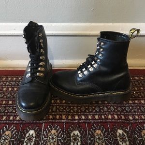 Black Doc Martens Silver Eyelet Boots RARE